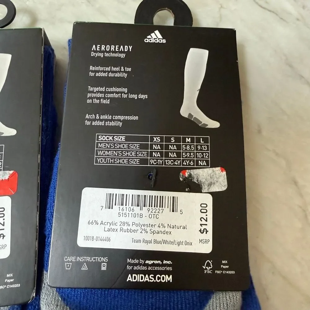 Adidas youth Baseball OVER-The-CALF SOCKS blue Compression Sz S NWT 3 pairs